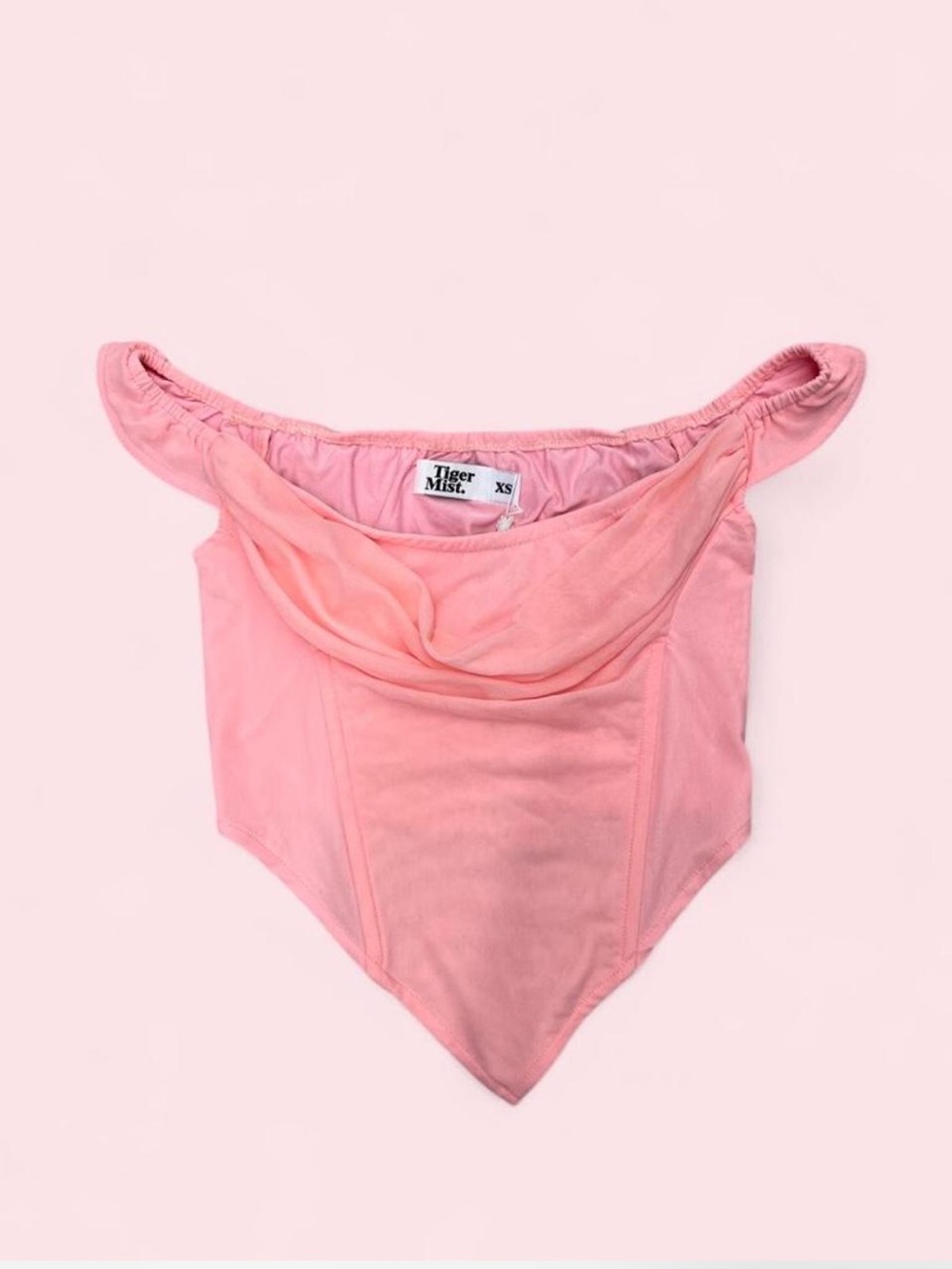 Tiger Mist Pink Off Shoulder Handkerchief Hem Top Corset | Fairycore Coquette